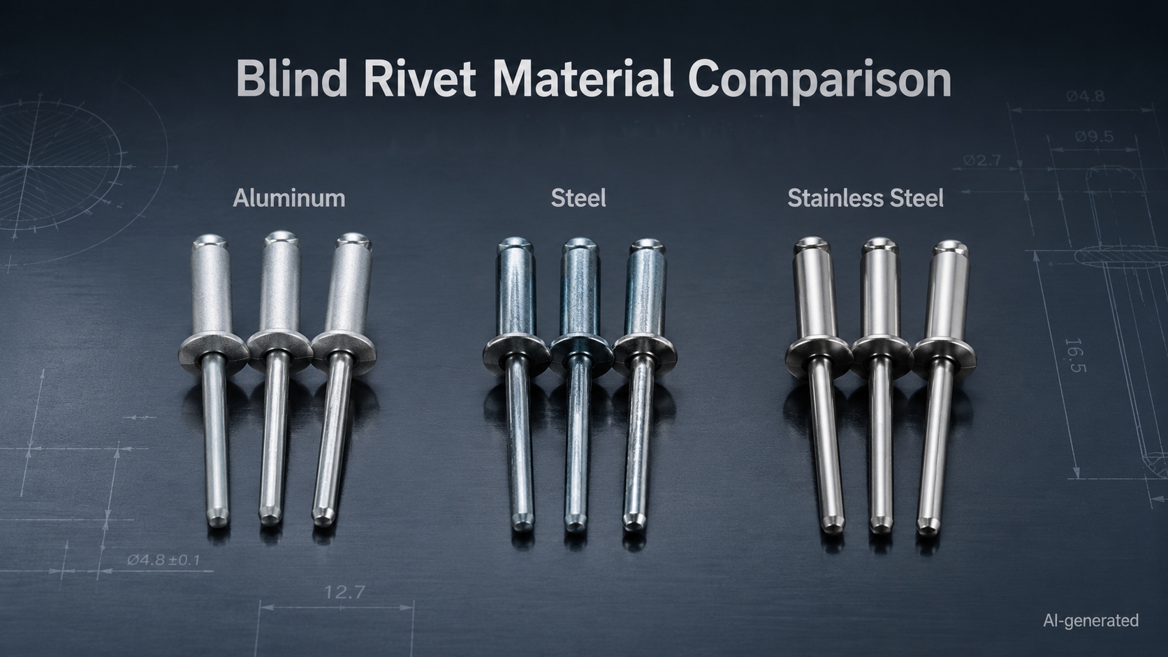 aluminum vs steel vs stainless steel blind rivet