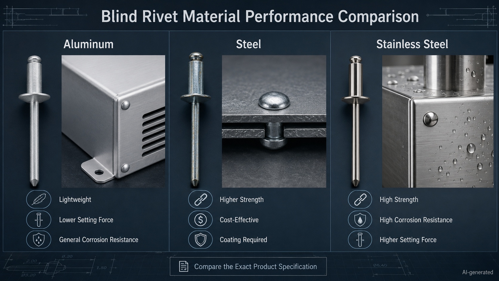 blind rivet material performance comparison