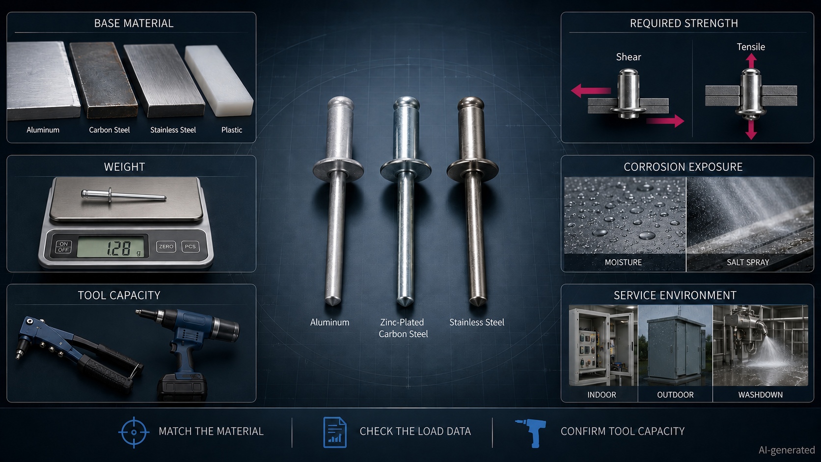 blind rivet material selection guide summary