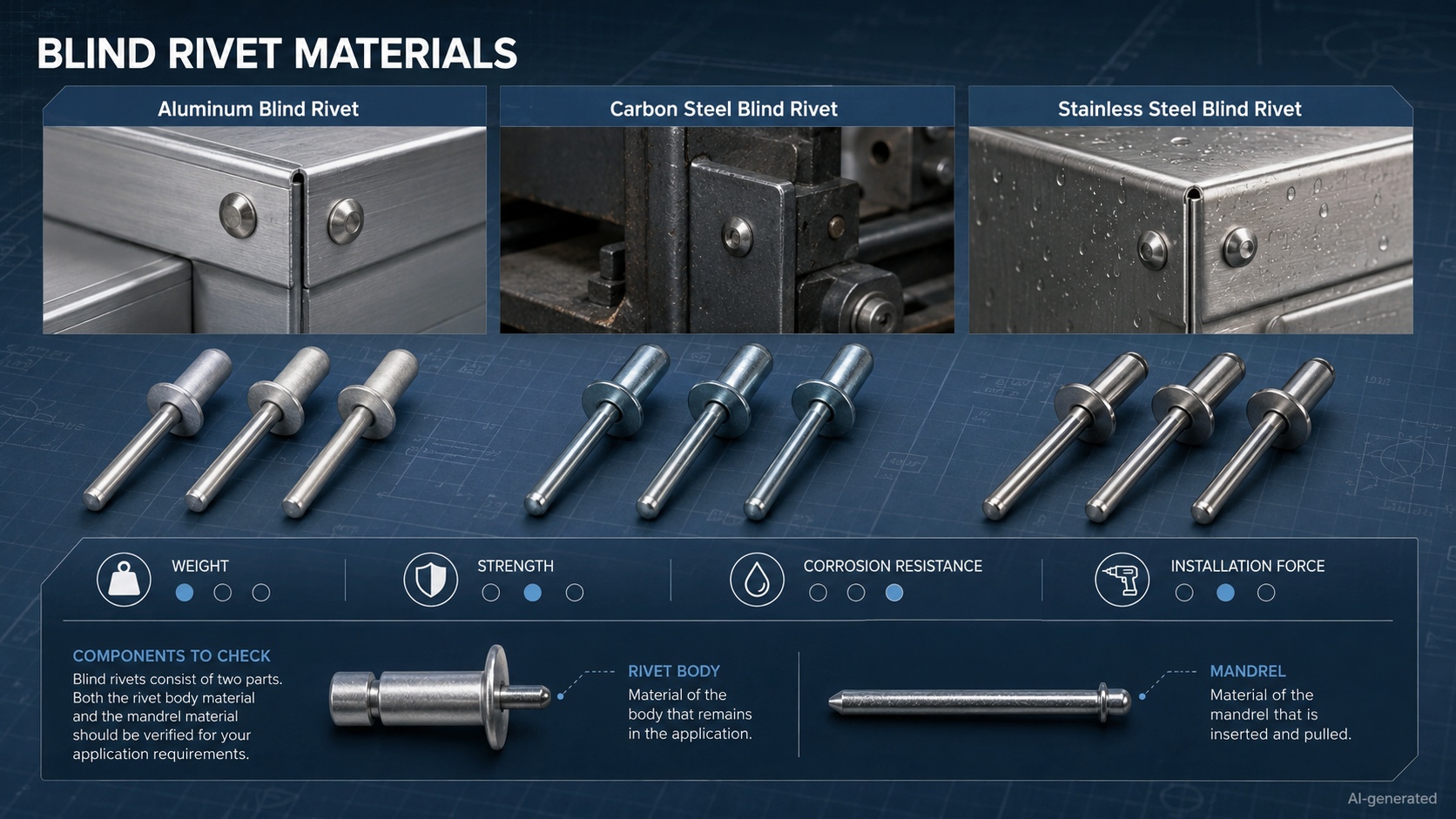 blind rivet materials comparison