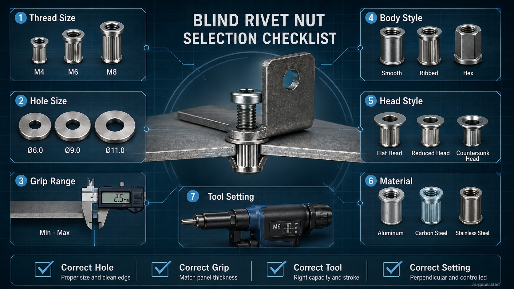 blind rivet nut selection checklist summary