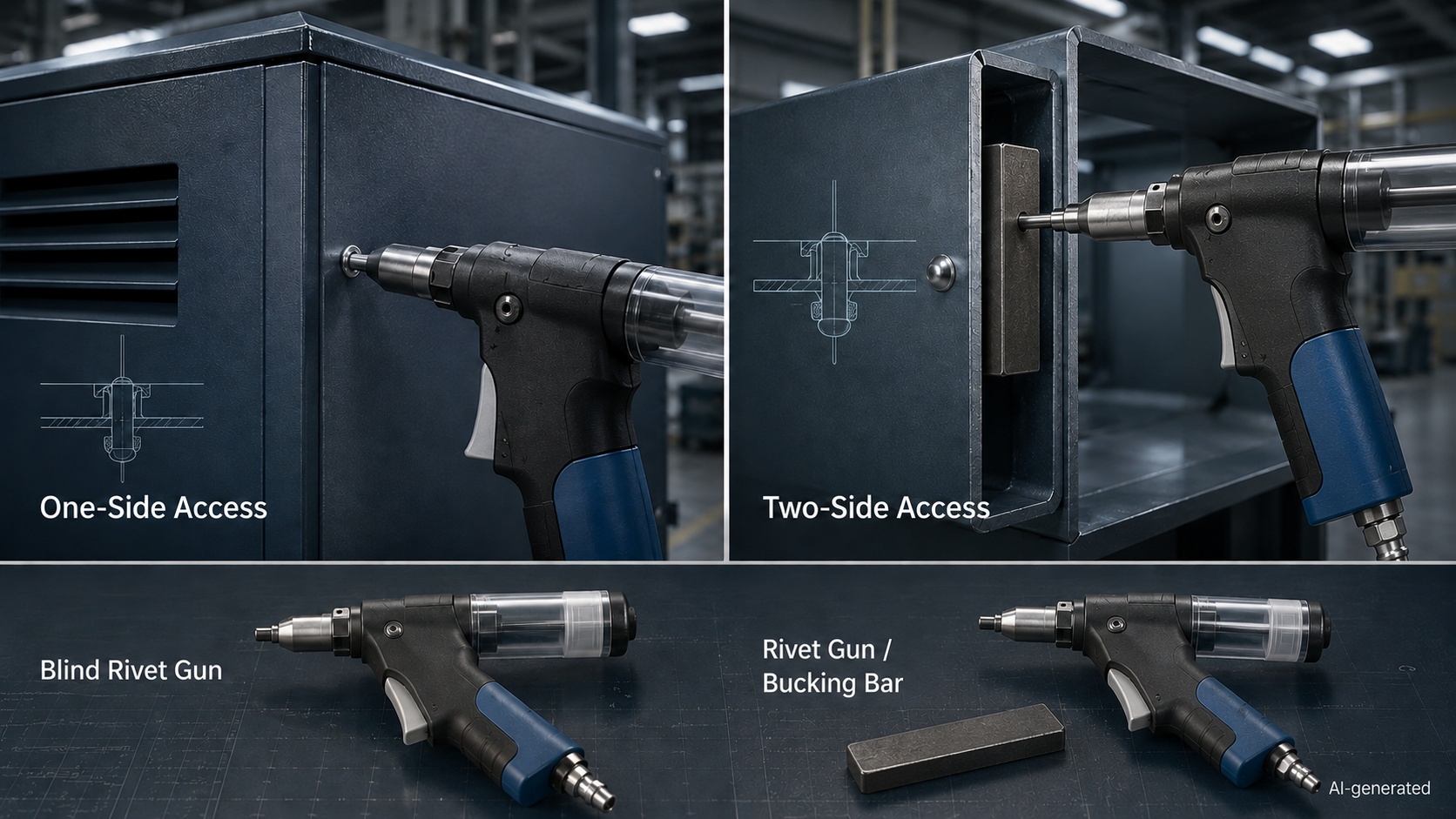 blind rivet solid rivet installation access tools