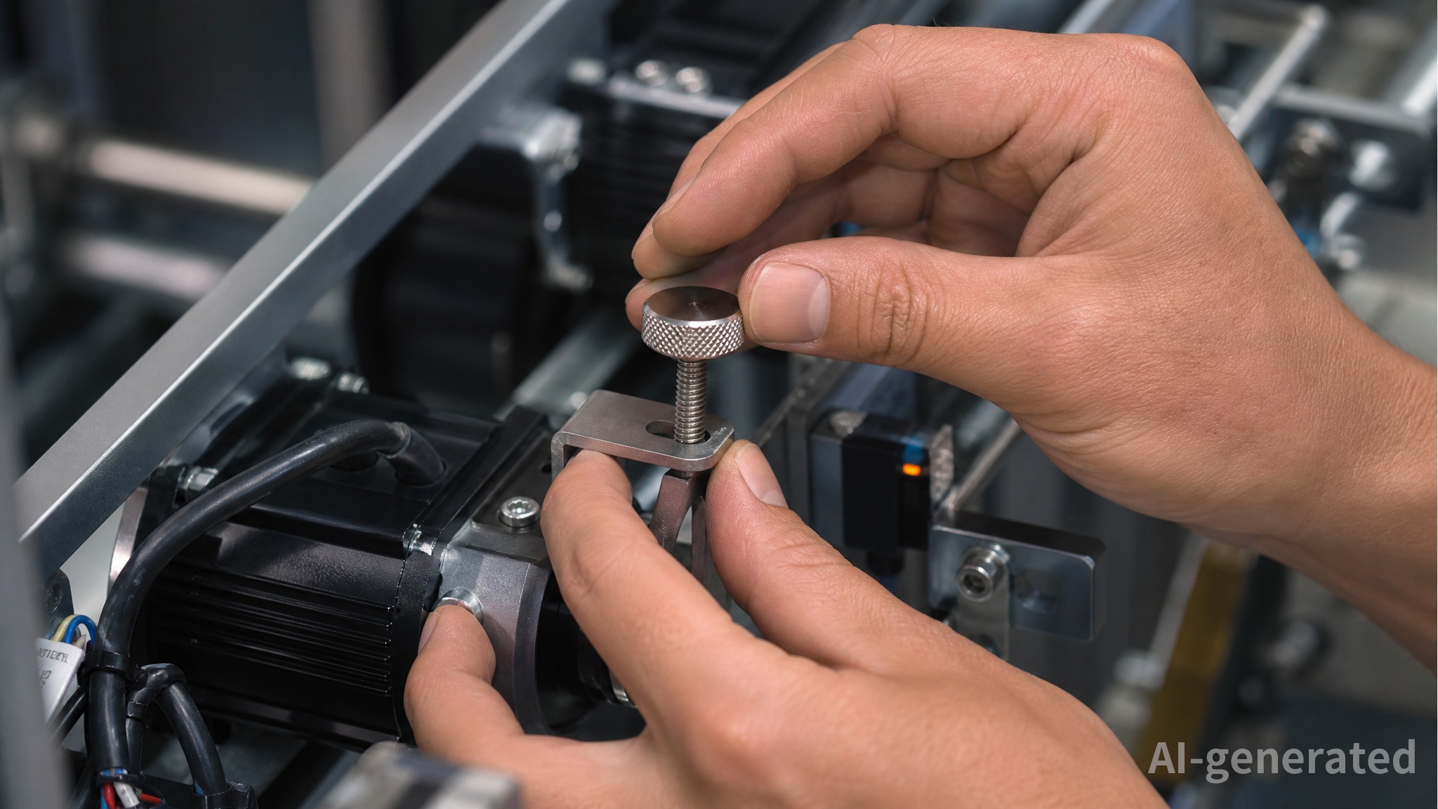 engineer adjusting thumb screw