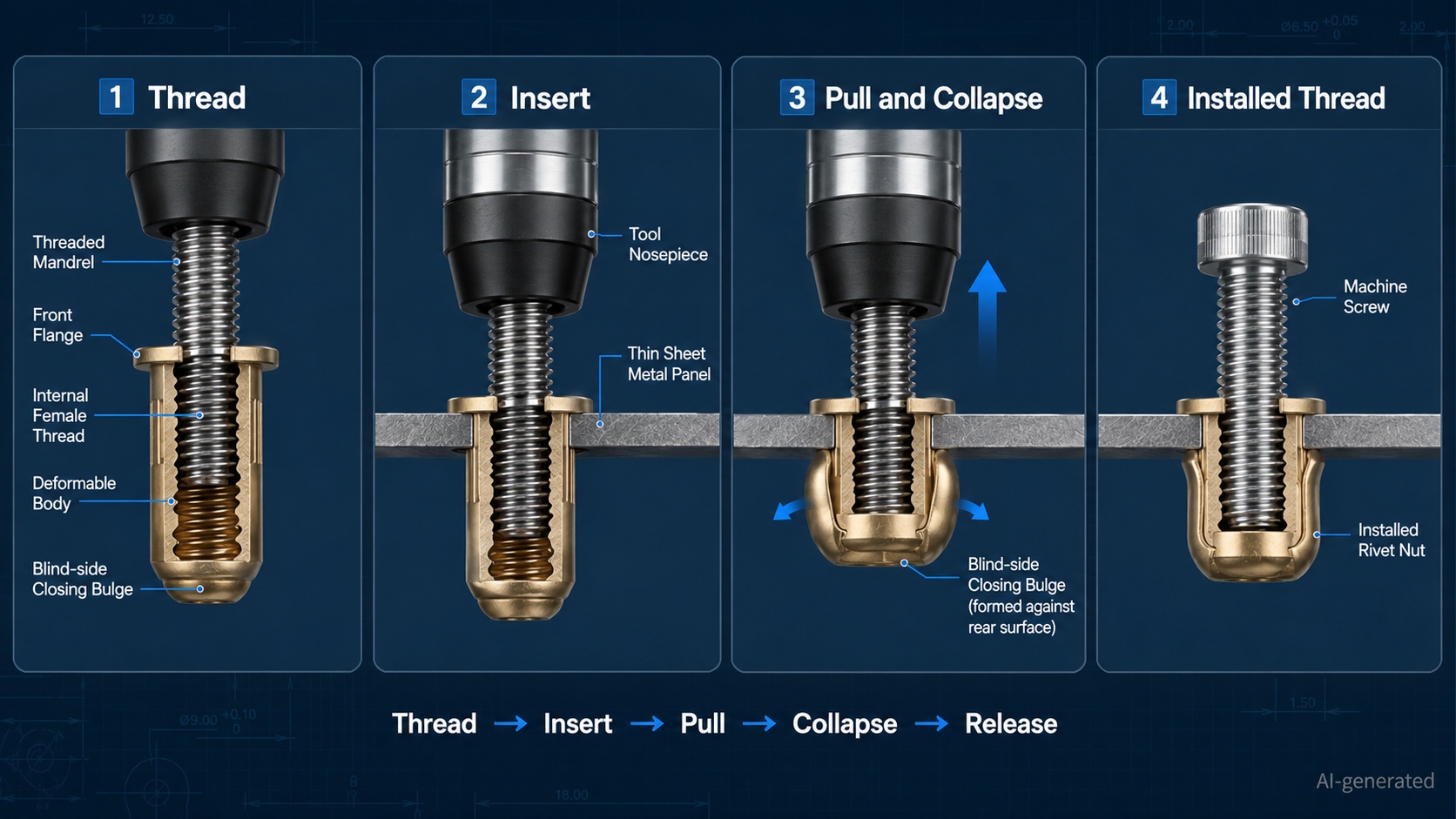 how blind rivet nut works cutaway
