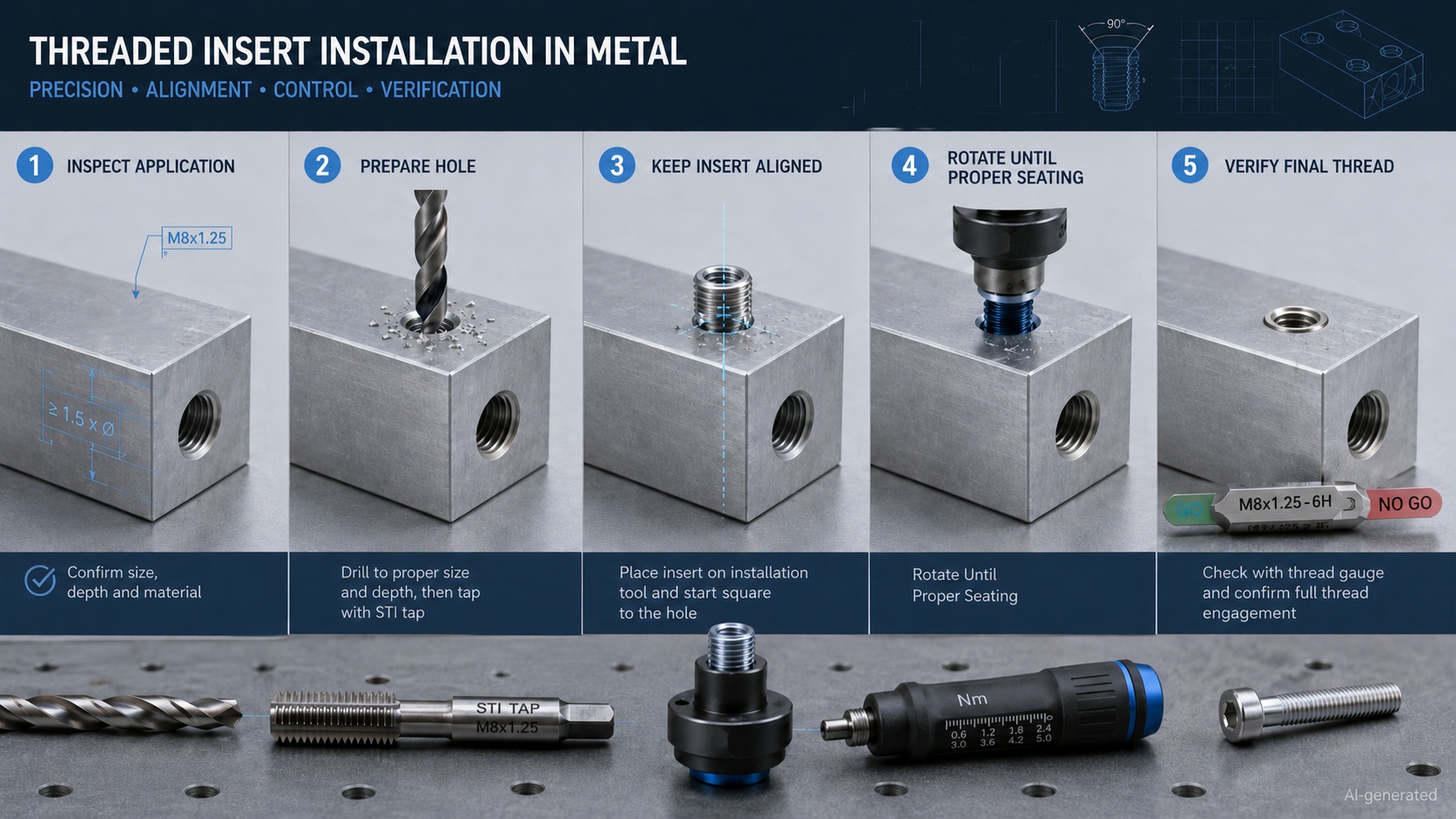 how to install threaded inserts in metal