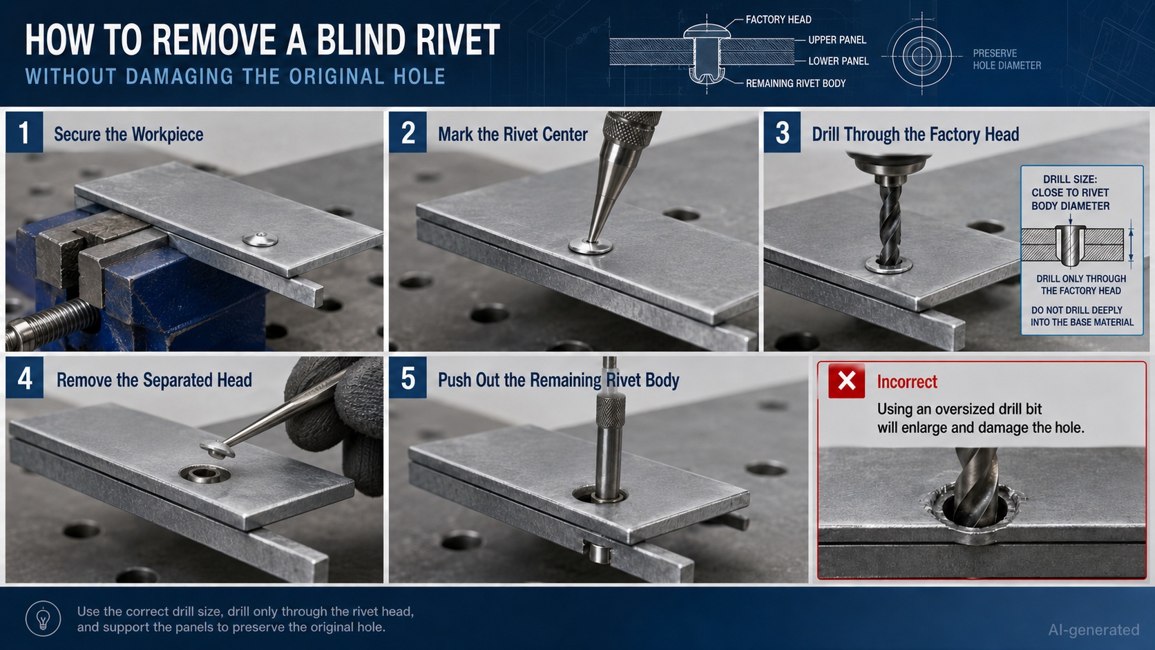how to remove a blind rivet