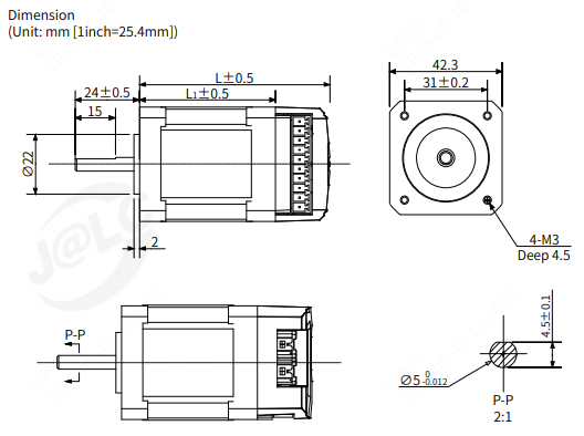 NEMA 17 Stepper Motor 2D Diagram