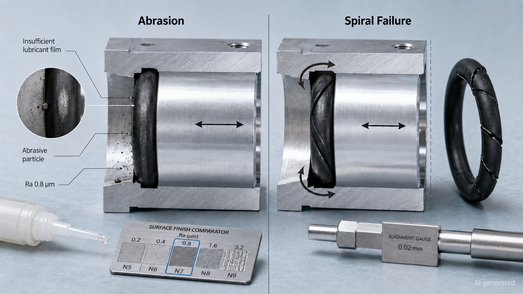 o ring abrasion spiral failure dynamic seal