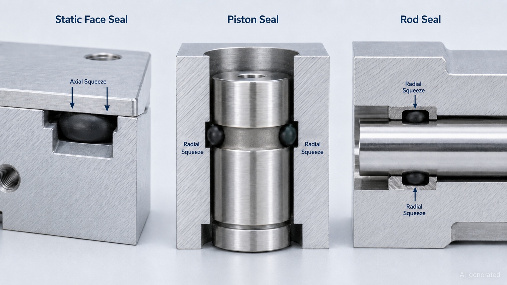 o ring groove configurations face piston rod