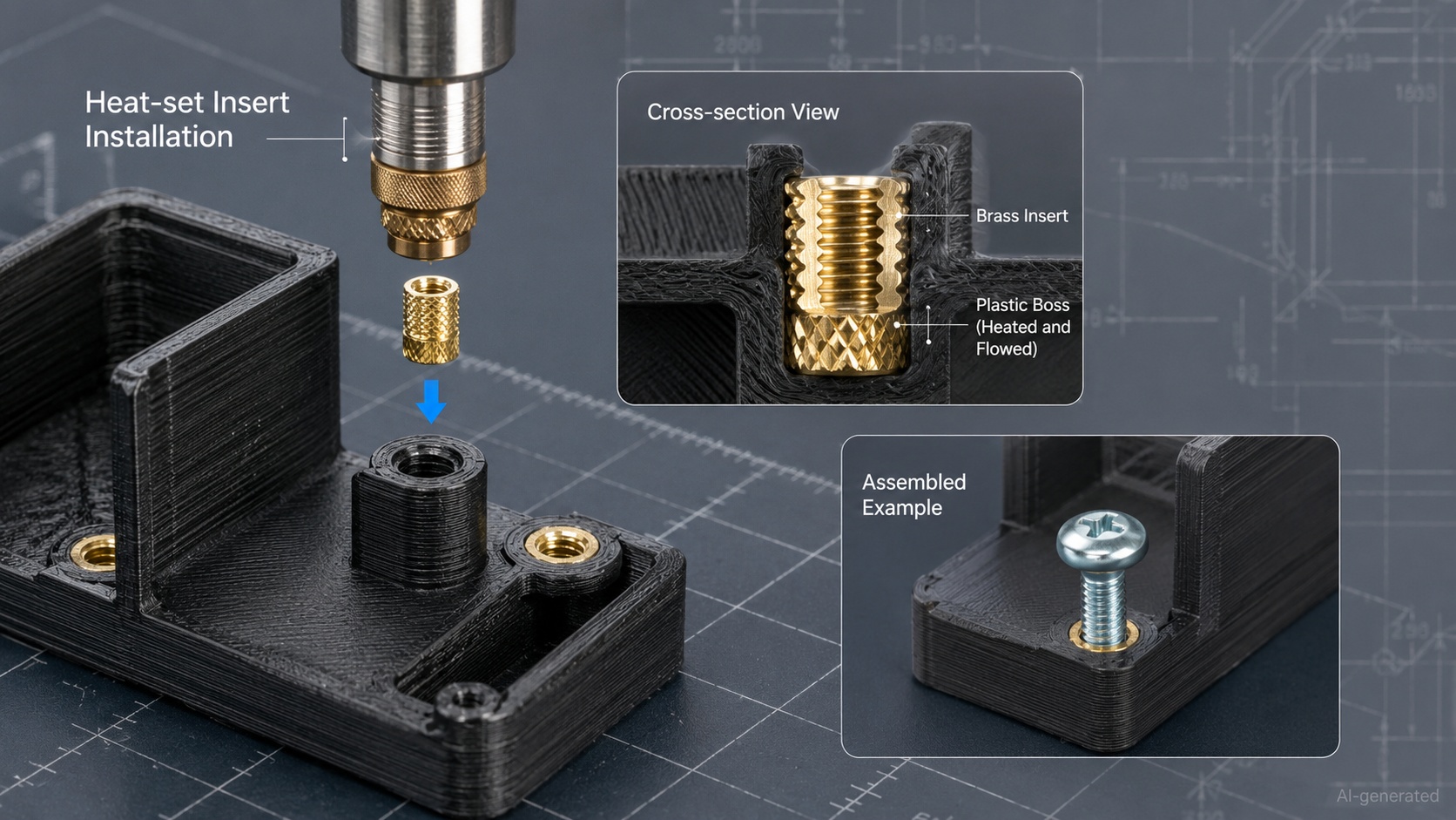 threaded inserts for plastic 3d print heat set