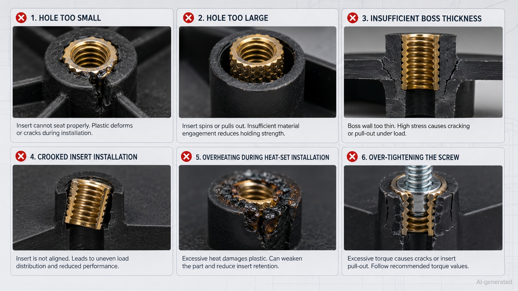 threaded inserts for plastic common mistakes