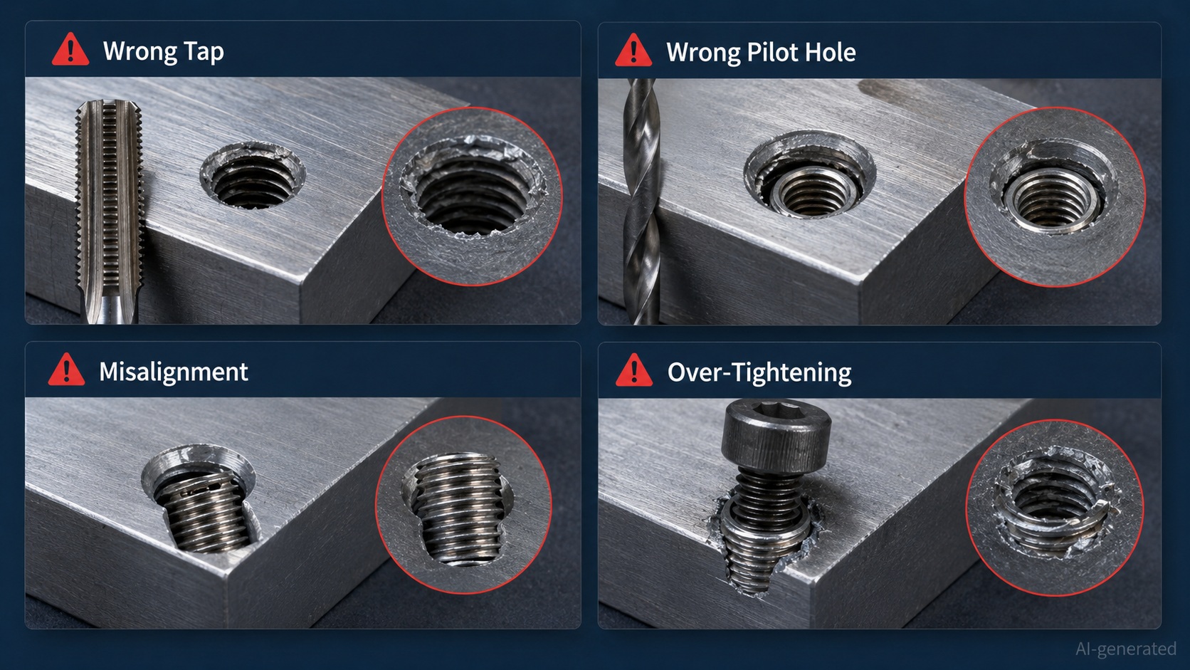 threaded inserts metal common mistakes