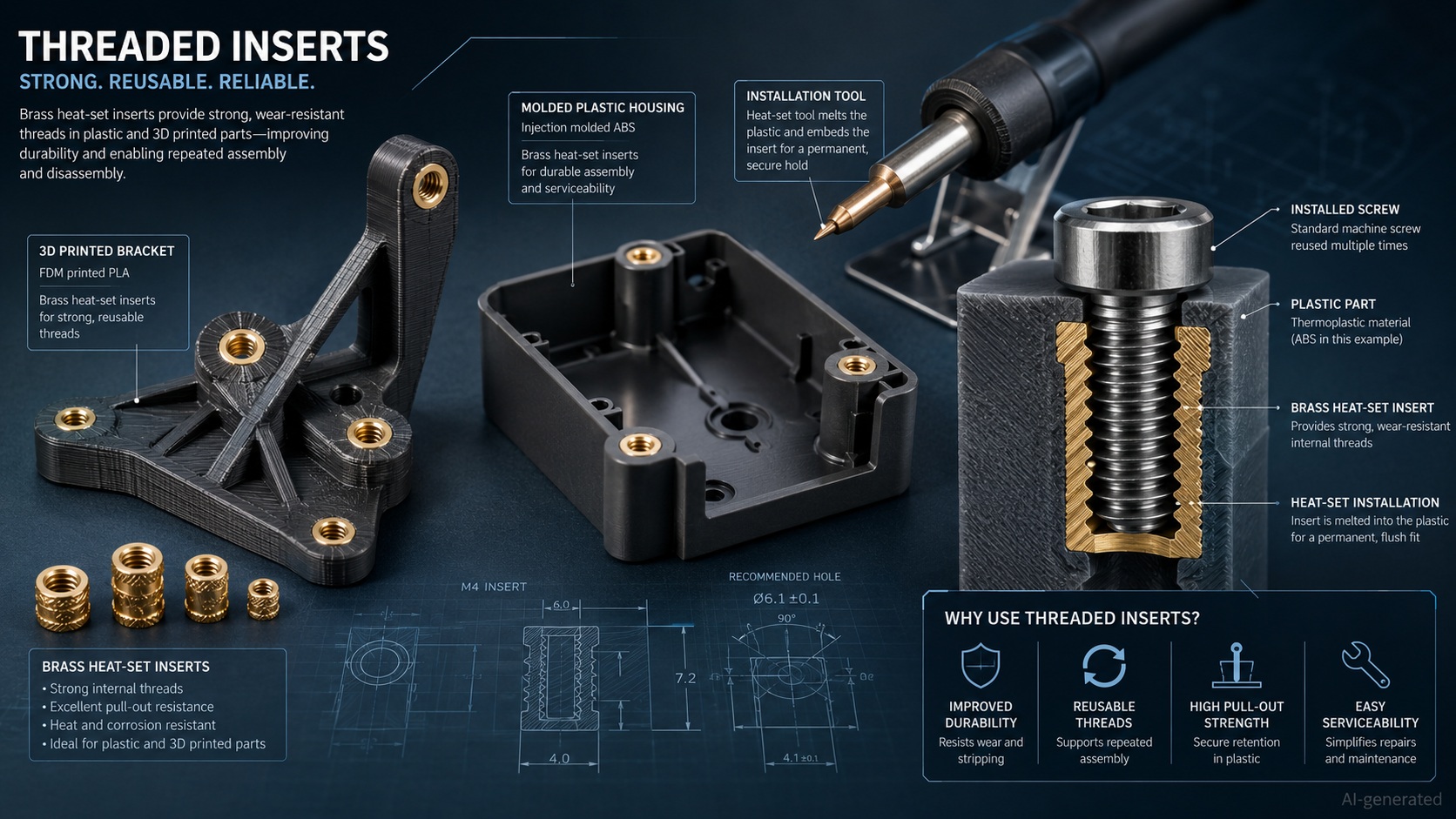 threaded inserts plastic 3d printing