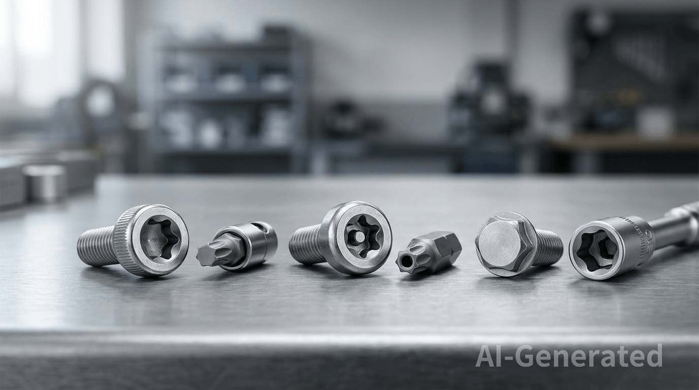 Standard Torx, security Torx with a center pin, and external Torx fasteners with matching tools