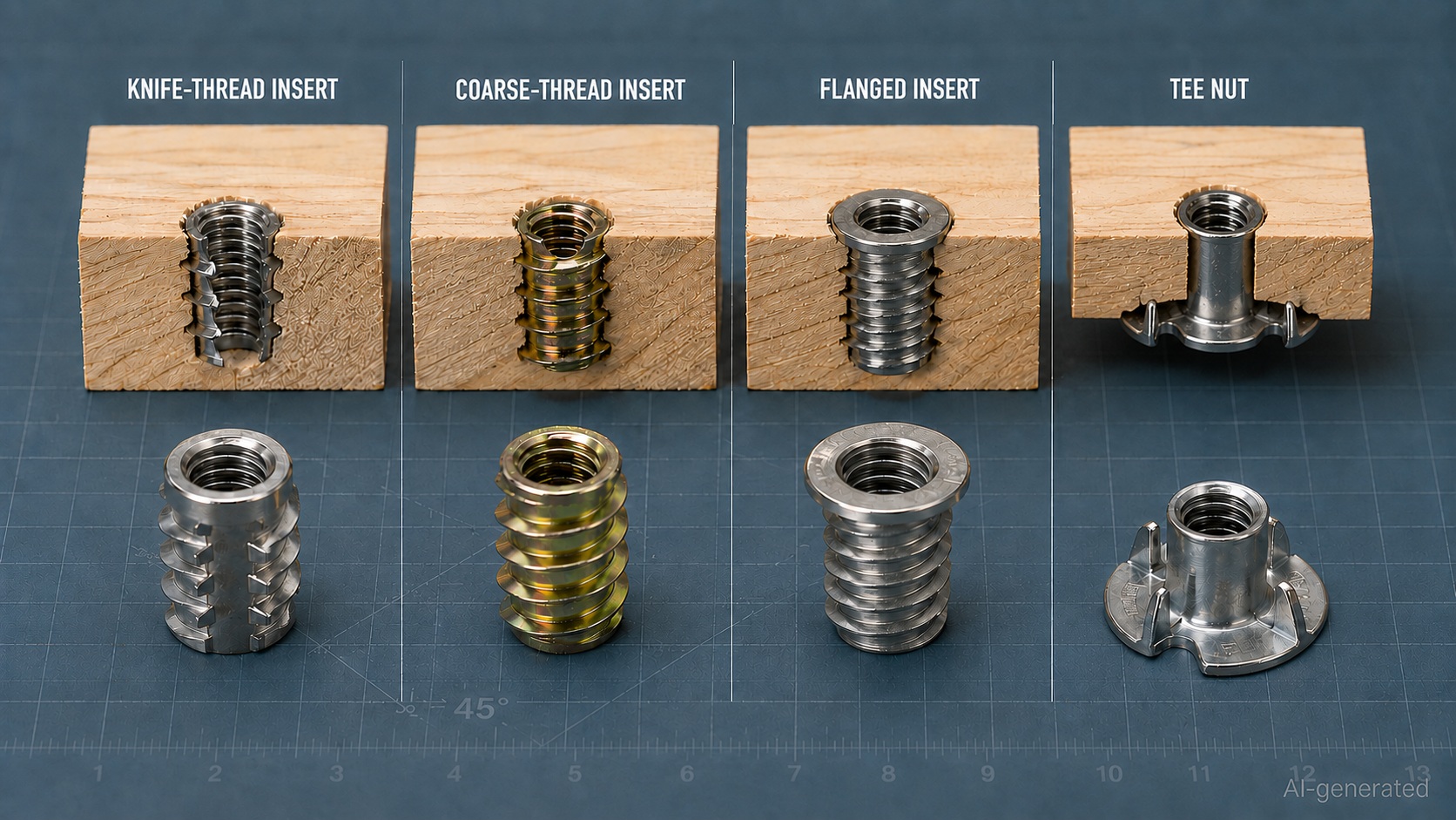wood threaded insert types comparison